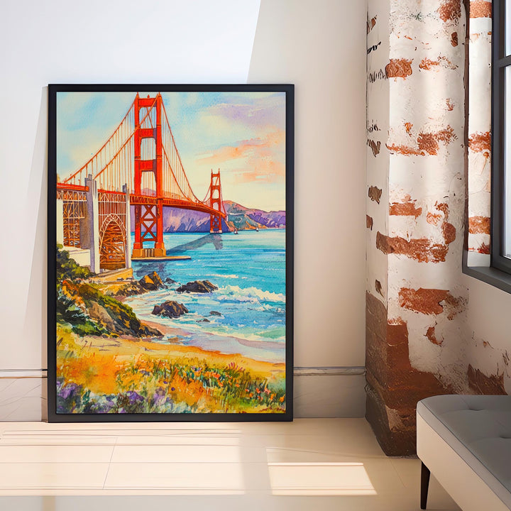 San Francisco Travel Poster Print California Wall Art Golden Gate Bridge Skyline Decor Gift for USA Lovers and Fans of Iconic American City