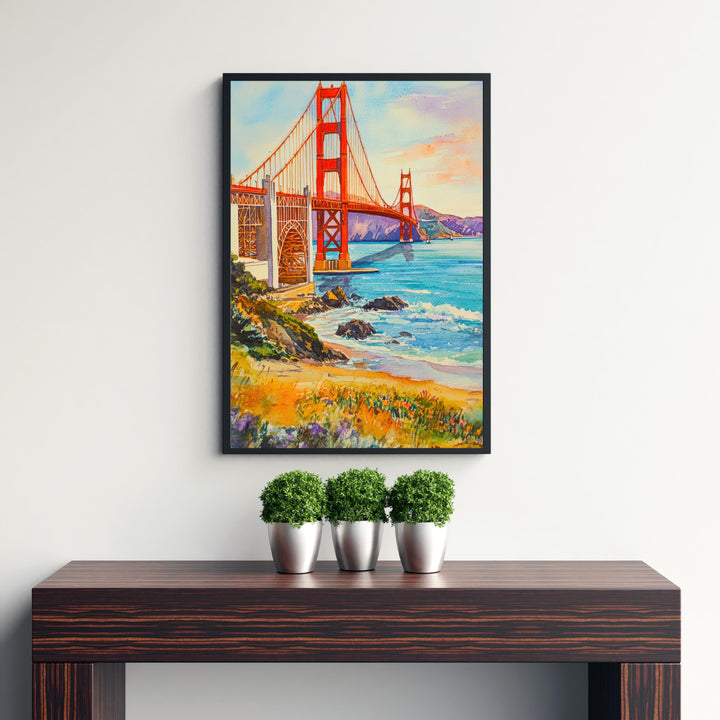 San Francisco Travel Poster Print California Wall Art Golden Gate Bridge Skyline Decor Gift for USA Lovers and Fans of Iconic American City