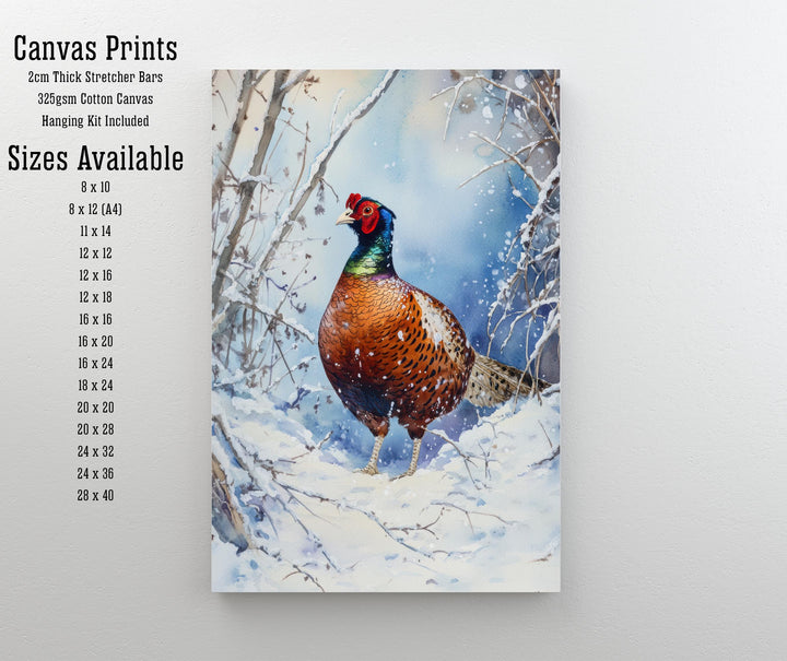 Pheasant in Winter Hedgerow Watercolor Print Cottagecore Decor Dark Academia Art Enchanted Wildlife Illustration Vintage Nature Wall Art