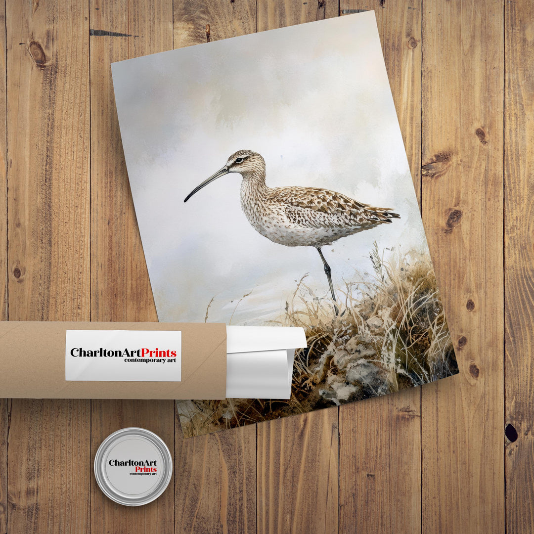 Curlew on the Moorland Watercolor Print Cottagecore Decor Dark Academia Art Enchanted Wildlife Illustration Vintage Nature Wall Art