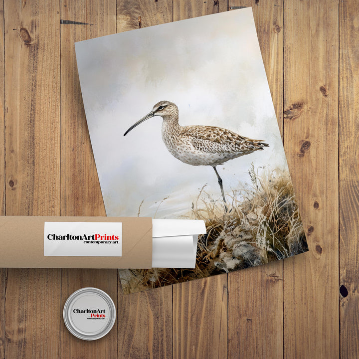 Curlew on the Moorland Watercolor Print Cottagecore Decor Dark Academia Art Enchanted Wildlife Illustration Vintage Nature Wall Art