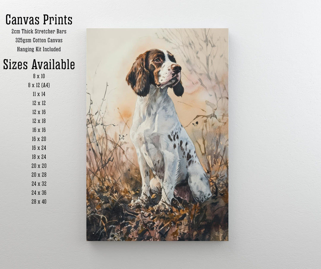 Springer Spaniel Watercolor Print Cottagecore Decor Dark Academia Art Rustic Country Illustration Vintage Wall Art