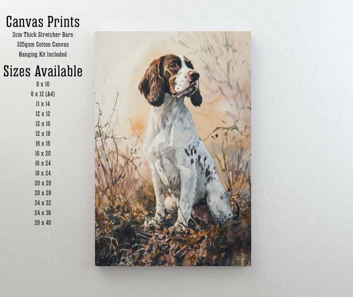Springer Spaniel Watercolor Print Cottagecore Decor Dark Academia Art Rustic Country Illustration Vintage Wall Art