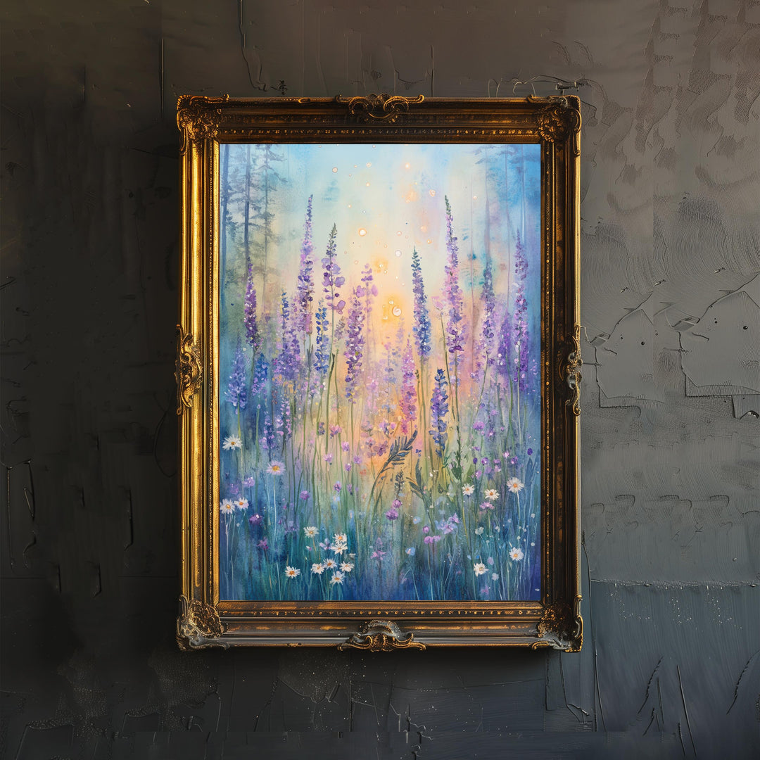 Wildflowers in the Enchanted Forest Watercolor Print Cottagecore Decor Dark Academia Art Enchanted Forest Illustration