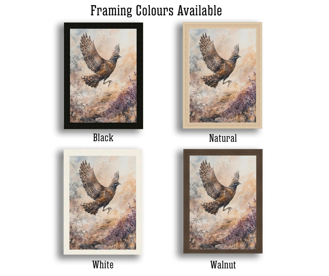 Grouse in Flight Watercolor Print Cottagecore Decor Dark Academia Art Enchanted Wildlife Illustration Vintage Nature Wall Art