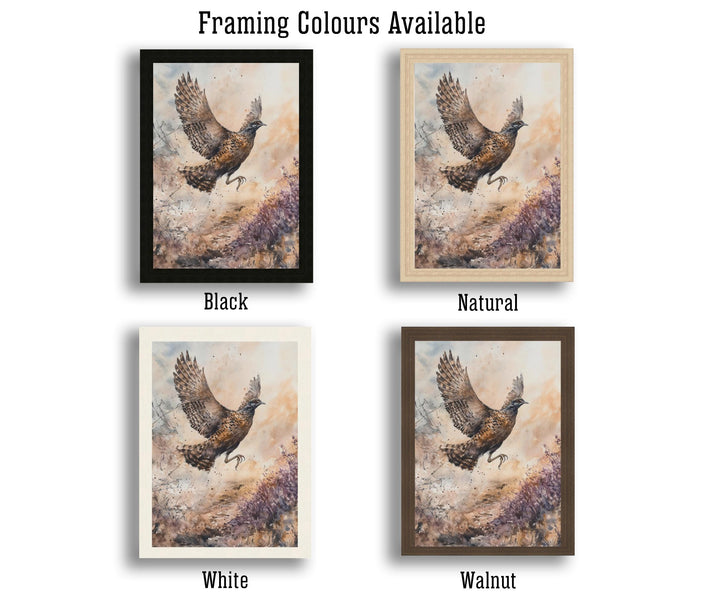 Grouse in Flight Watercolor Print Cottagecore Decor Dark Academia Art Enchanted Wildlife Illustration Vintage Nature Wall Art