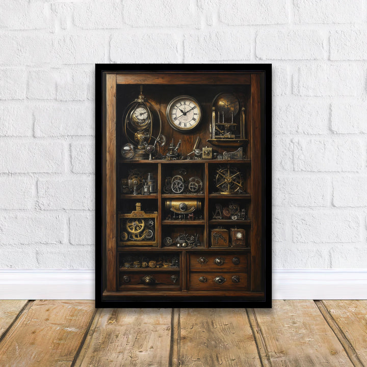 Steampunk Cabinet of Curiosities Print Dark Academia Art Victorian Science Illustration Vintage Wall Art