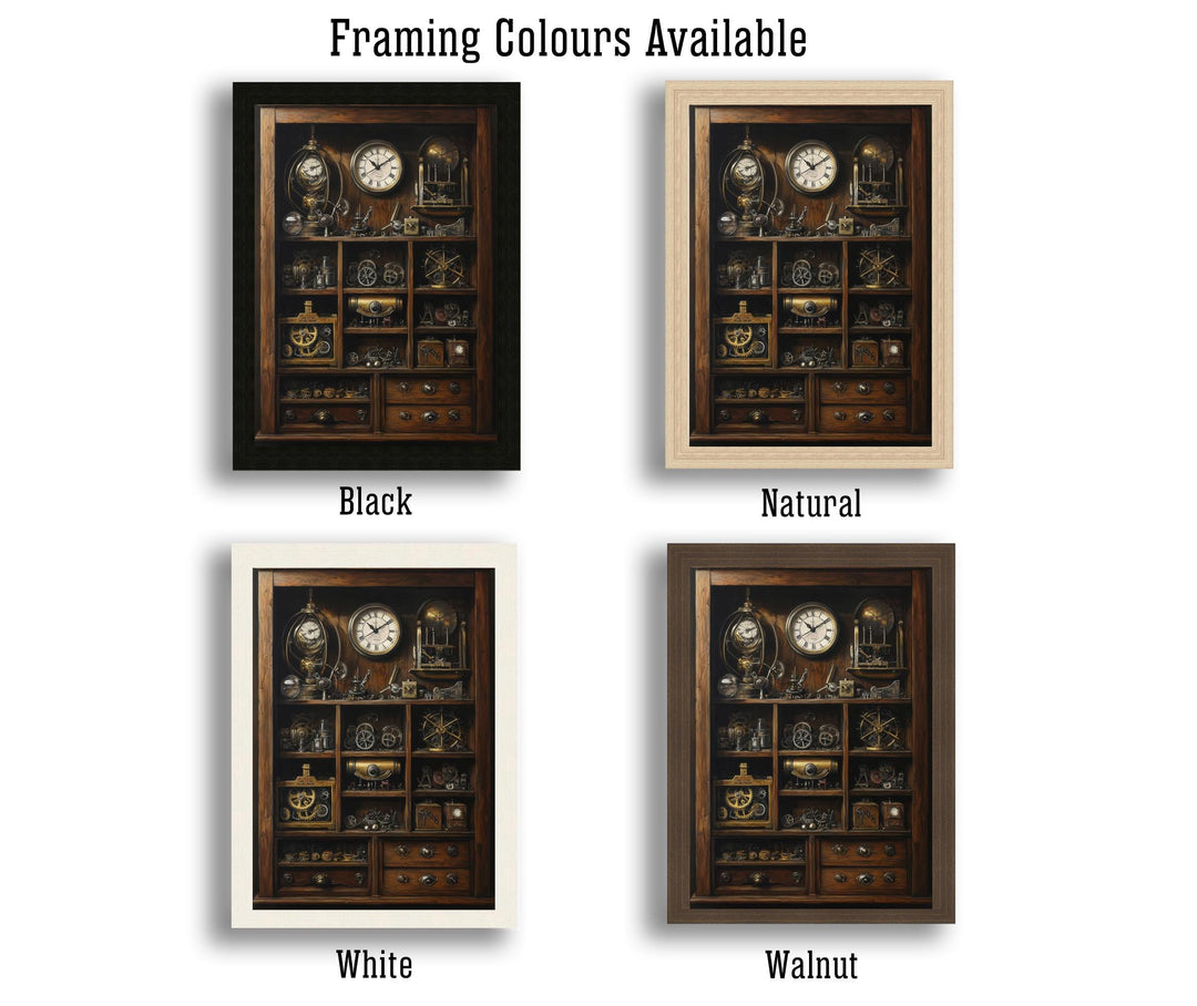 Steampunk Cabinet of Curiosities Print Dark Academia Art Victorian Science Illustration Vintage Wall Art