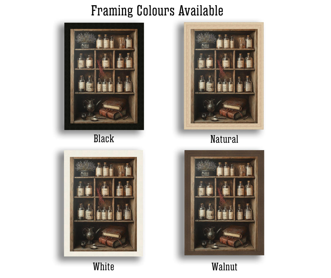 Vintage Apothecary Cabinet Print Dark Academia Art Witchy Decor Magical Herbalism Illustration Moody Wall Art