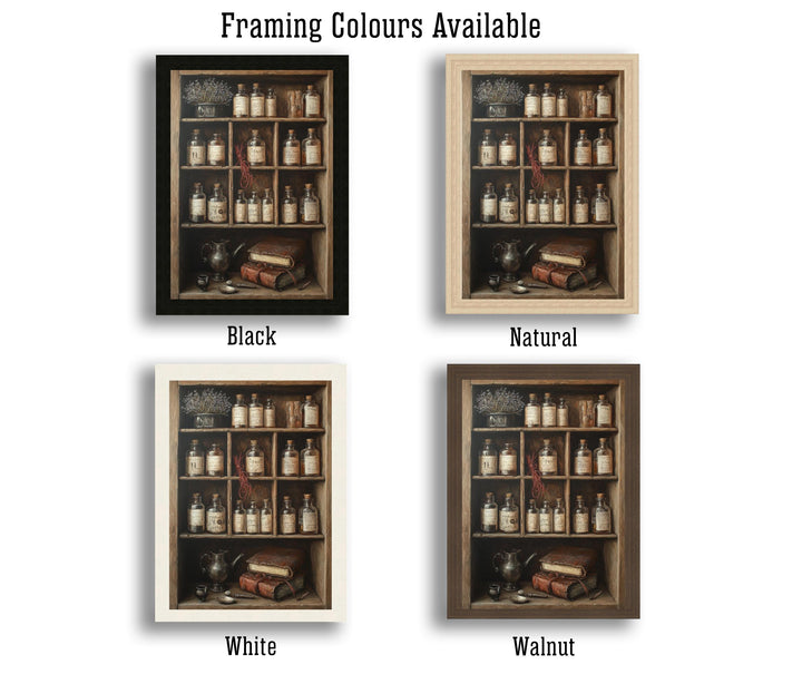 Vintage Apothecary Cabinet Print Dark Academia Art Witchy Decor Magical Herbalism Illustration Moody Wall Art