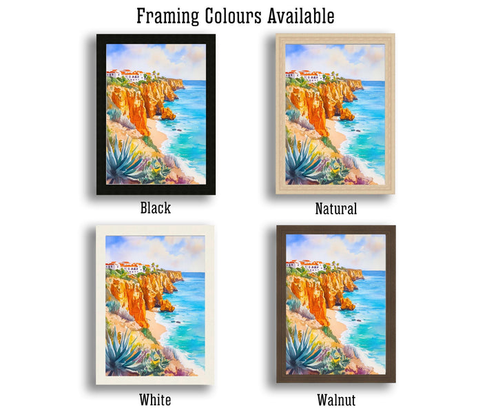 Algarve Travel Poster Print Portugal Wall Art Praia da Marinha Coastal Landscape Decor Gift for Europe Lovers and Fans of Scenic Portuguese
