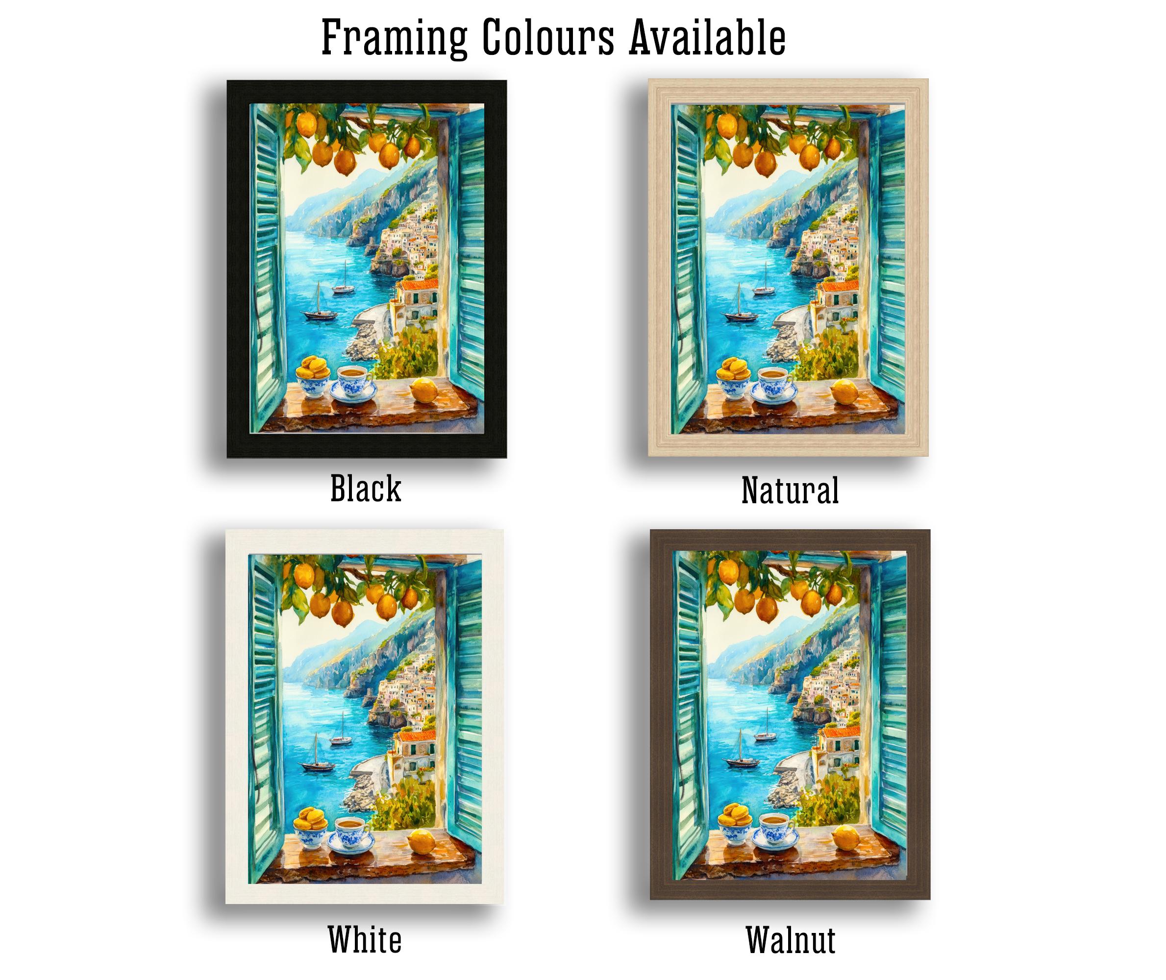 Amalfi Coast Watercolor Painting Poster Italy Wall Art Mediterranean Coastal Print Scenic Landscape Decor Gift for Europe Lovers and Italian