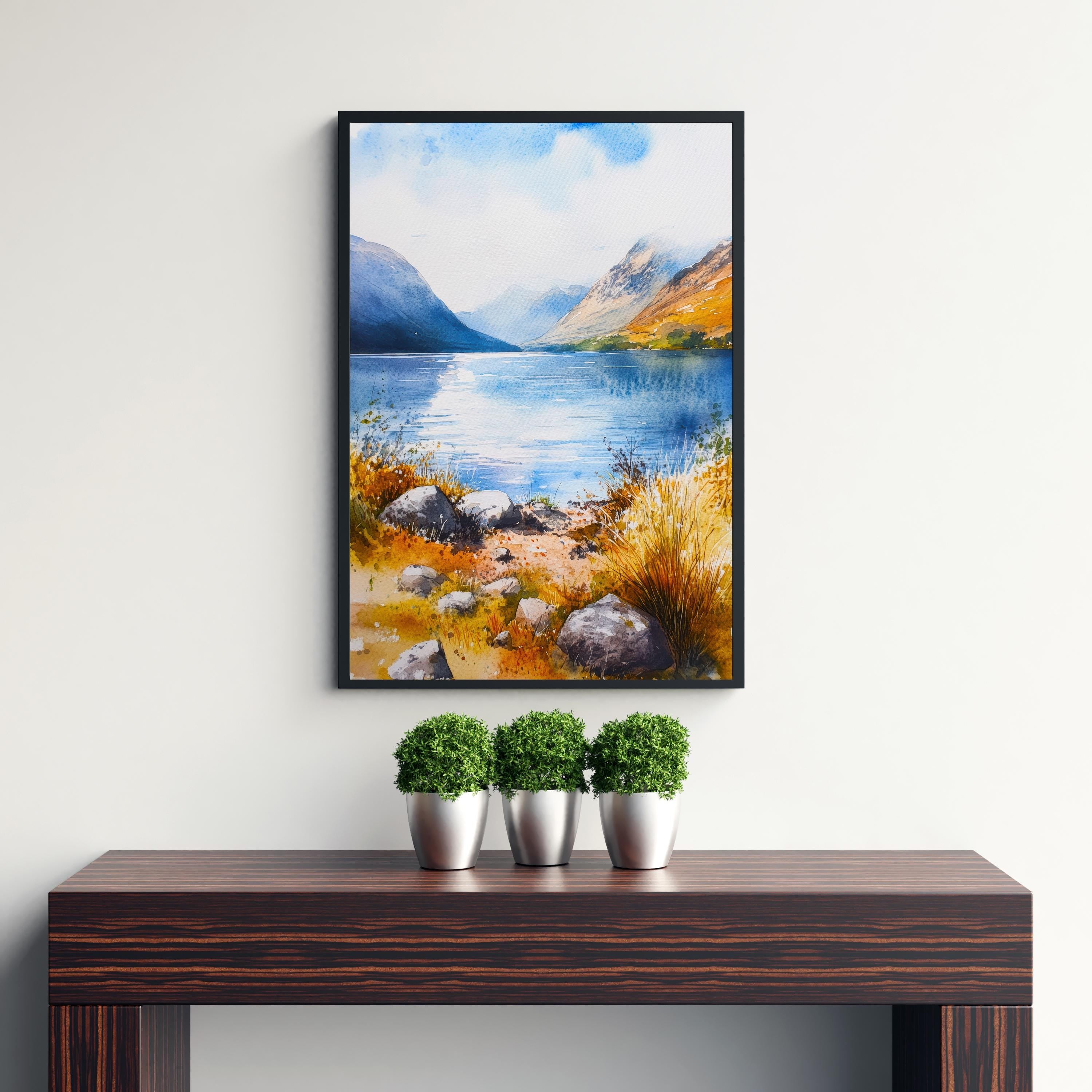 Isle of Mull Watercolor Painting Poster Scotland Wall Art Coastal Landscape Print Gift for UK Travel Lovers and Fans of Scenic Scottish