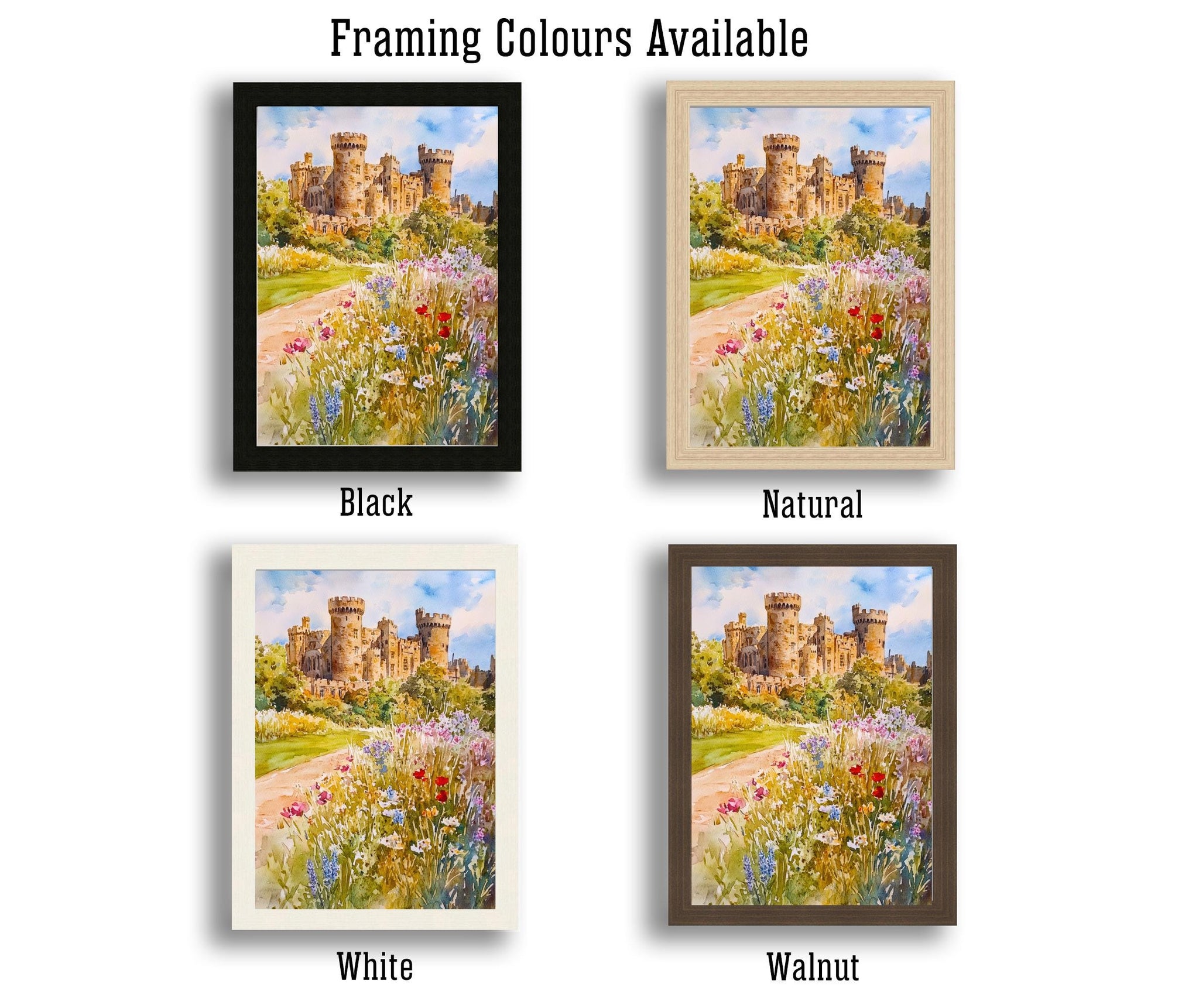 Alnwick Castle Watercolor Painting Northumberland Wall Art Historic Castle Print Medieval England Decor Gift