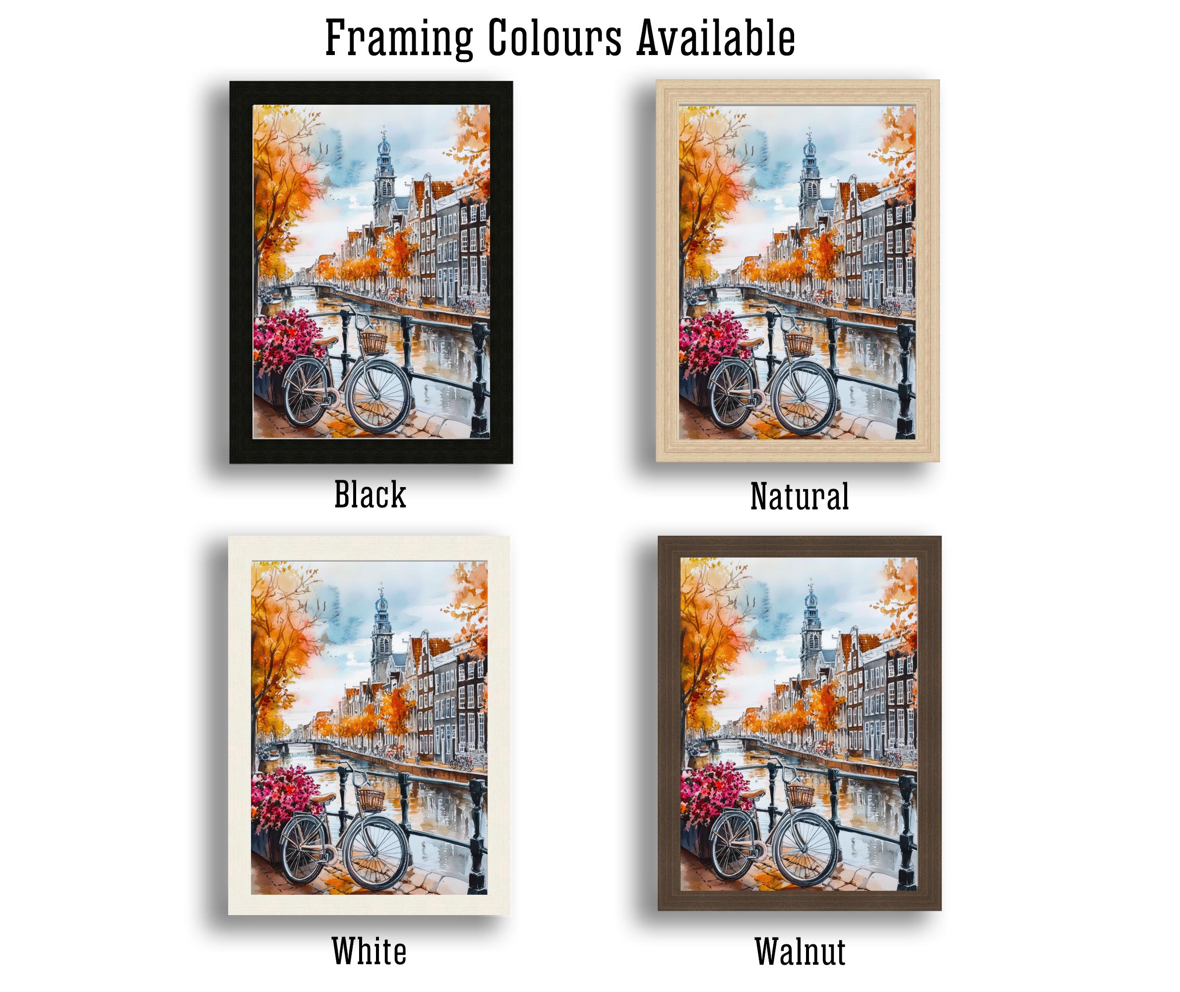 Amsterdam Watercolor Painting Netherlands Wall Art Canal Houses Print European Cityscape Decor Travel Gift