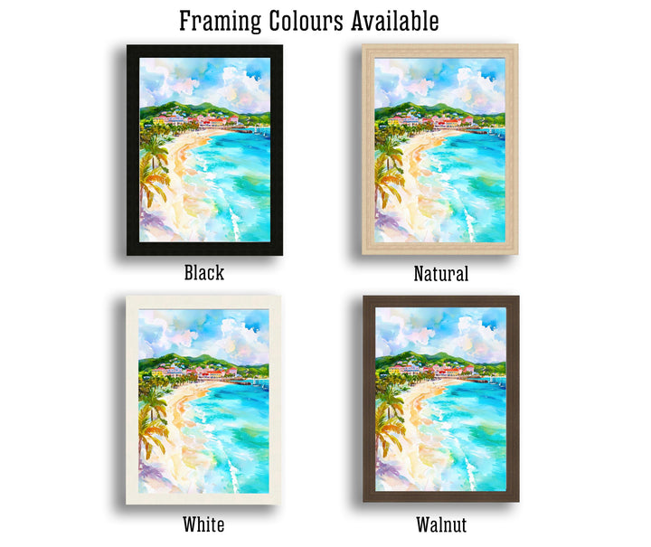 Antigua Watercolor Painting Caribbean Wall Art Tropical Island Print Coastal Decor Travel Gift