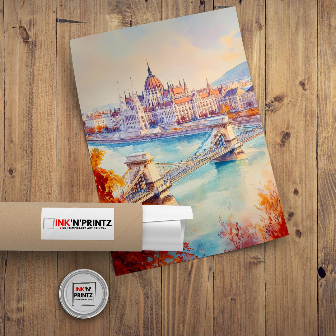 Budapest Hungary Travel Poster Print European City Wall Art Danube River Architecture Decor Gift for Hungary Lovers
