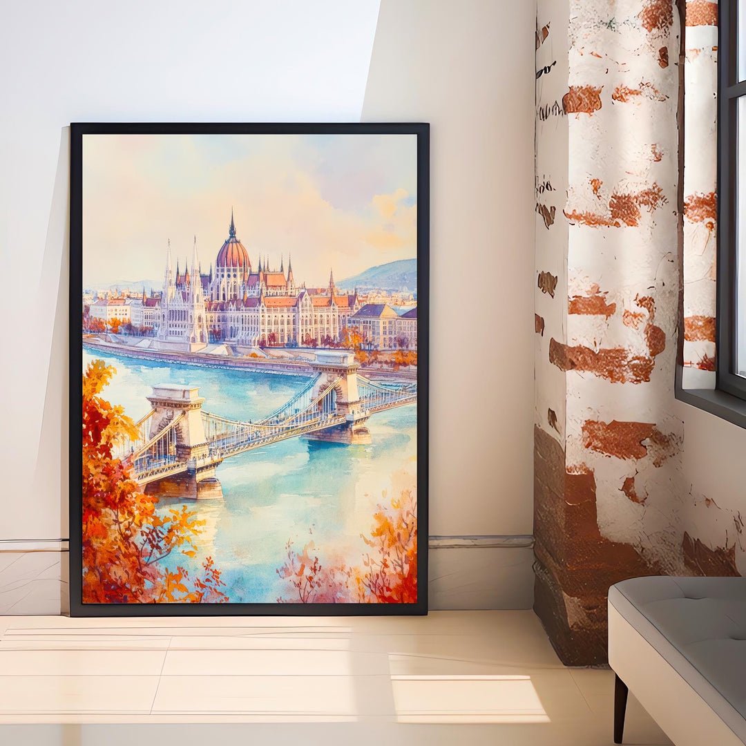 Budapest Hungary Travel Poster Print European City Wall Art Danube River Architecture Decor Gift for Hungary Lovers