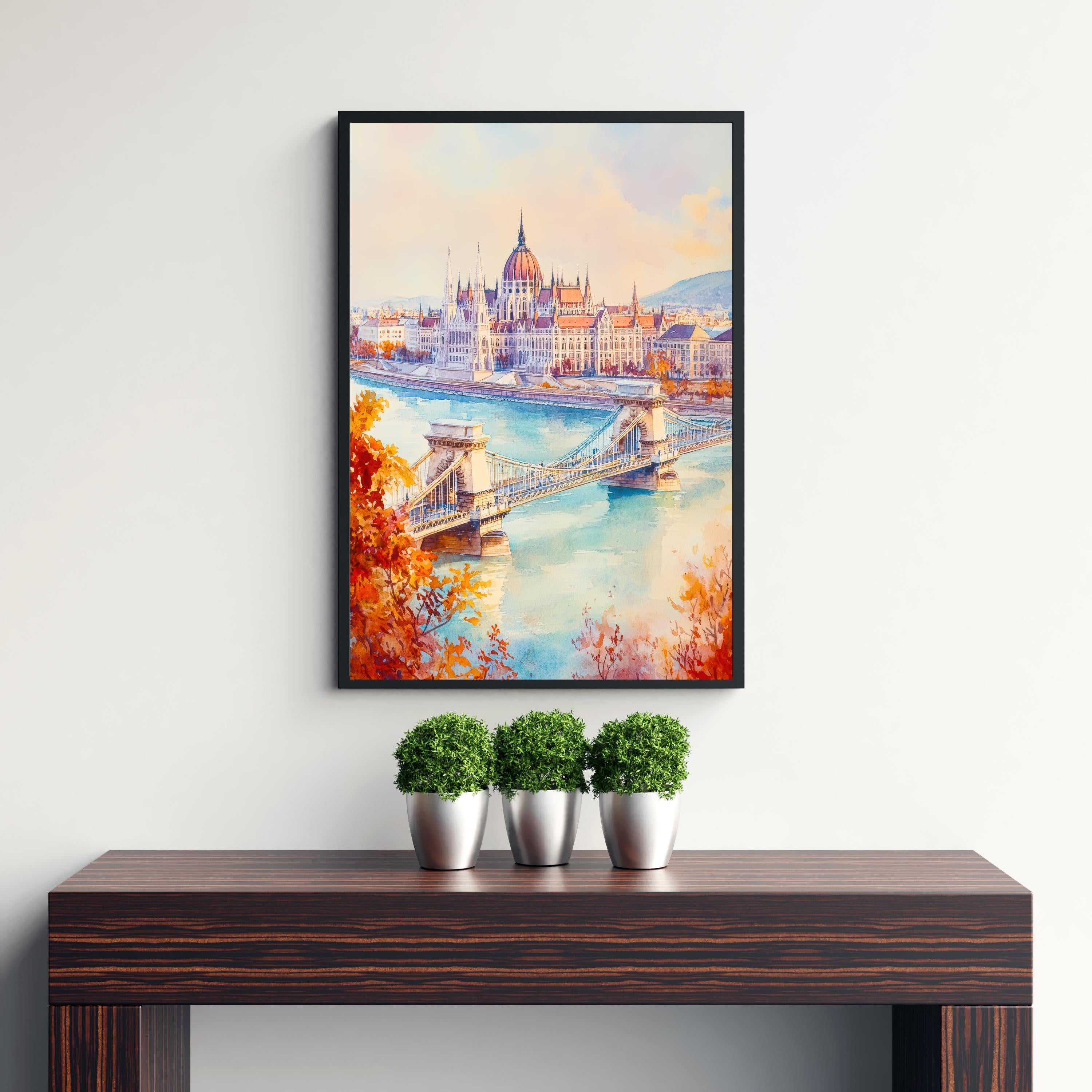 Budapest Hungary Travel Poster Print European City Wall Art Danube River Architecture Decor Gift for Hungary Lovers