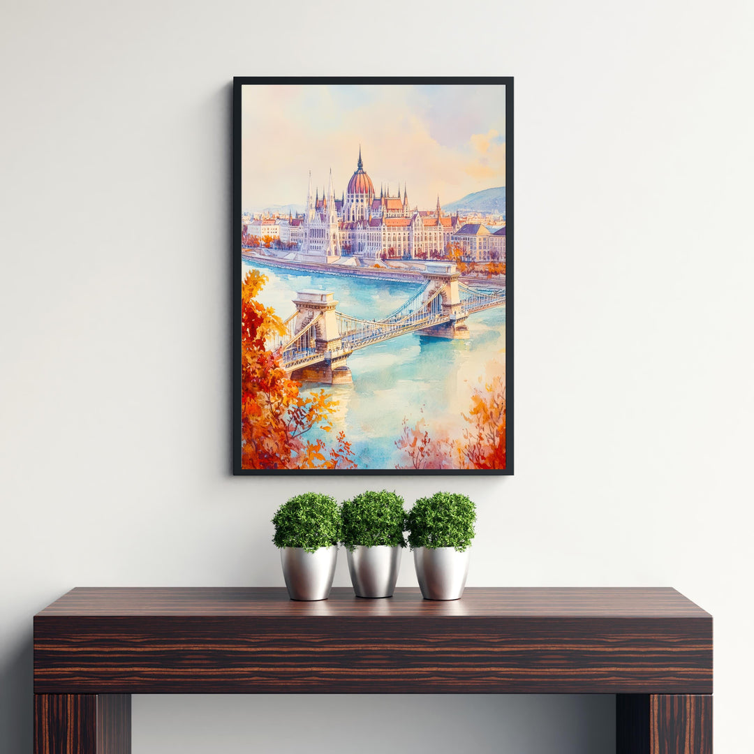 Budapest Hungary Travel Poster Print European City Wall Art Danube River Architecture Decor Gift for Hungary Lovers