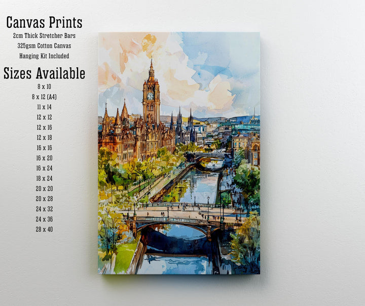 Glasgow Scotland Travel Poster Print City Wall Art Scottish Architecture Decor Gift for UK Lovers