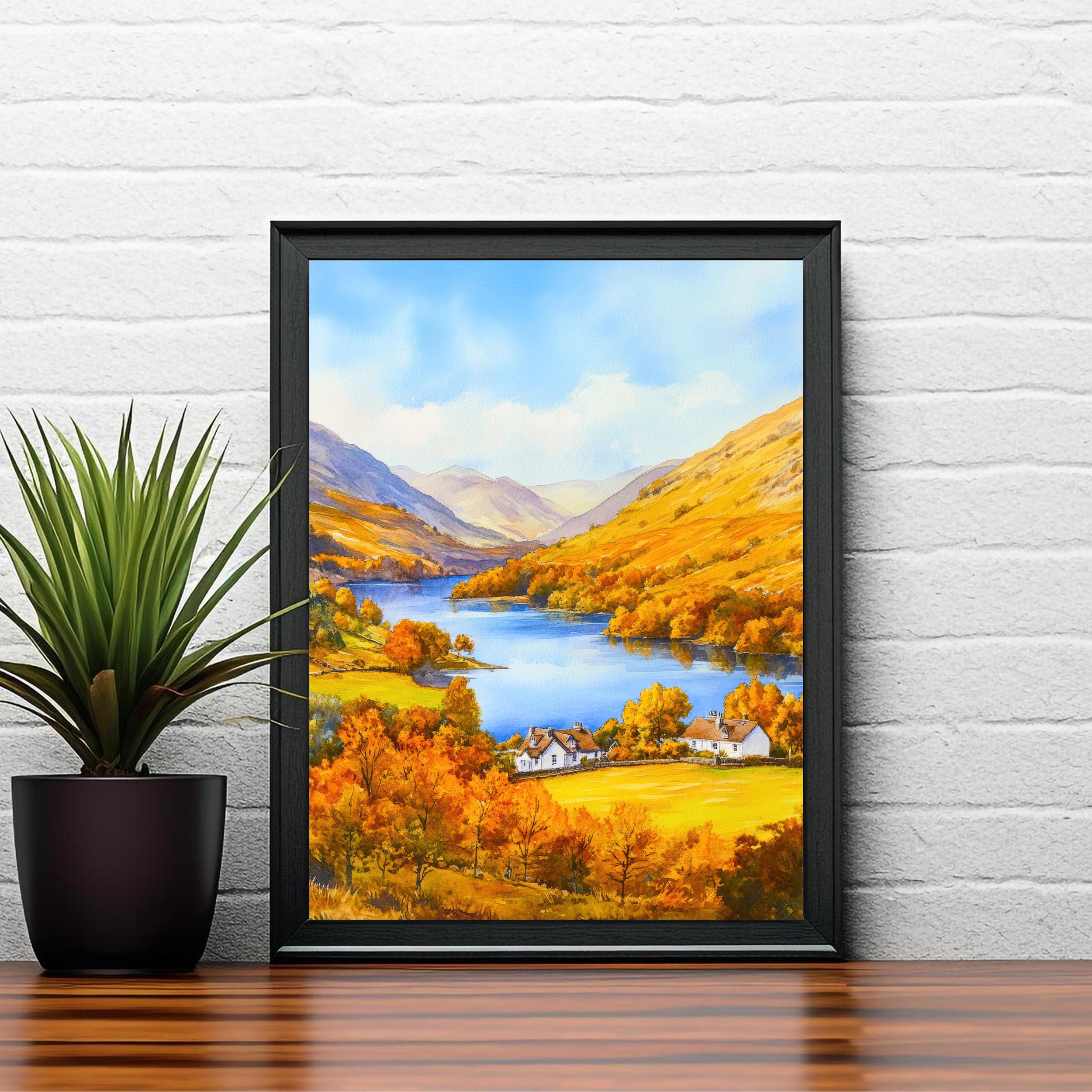 Grasmere Lake District Travel Poster Print English Countryside Wall Art Scenic Landscape Decor Gift