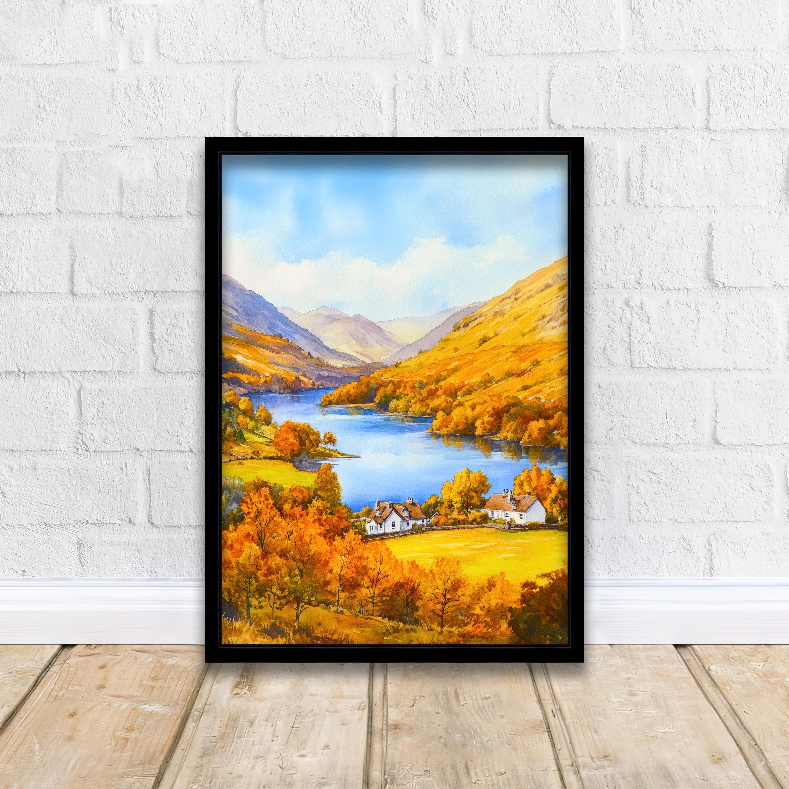 Grasmere Lake District Travel Poster Print English Countryside Wall Art Scenic Landscape Decor Gift