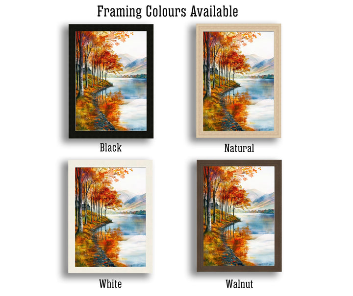 Lake District Autumn Travel Poster Print English Countryside Wall Art Fall Landscape Decor Gift