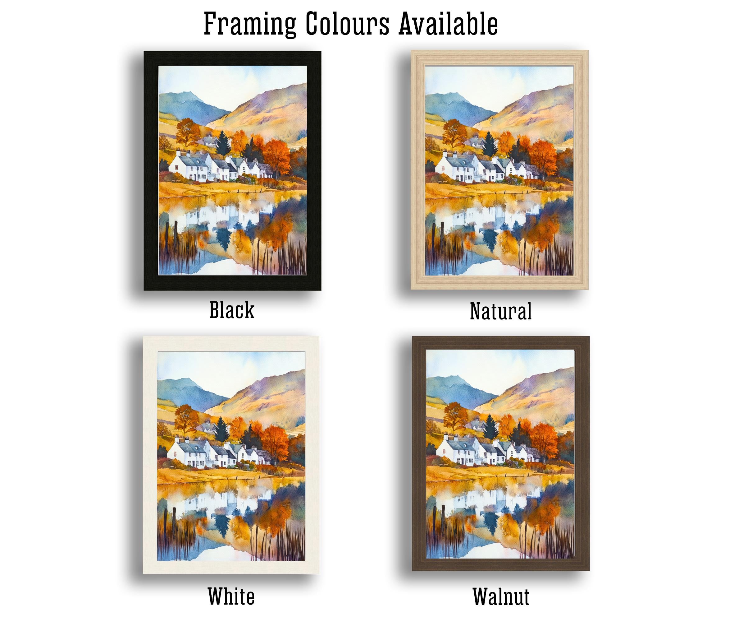 Lake District Watercolor Painting English Countryside Wall Art Scenic Landscape Print UK Travel Decor Gift