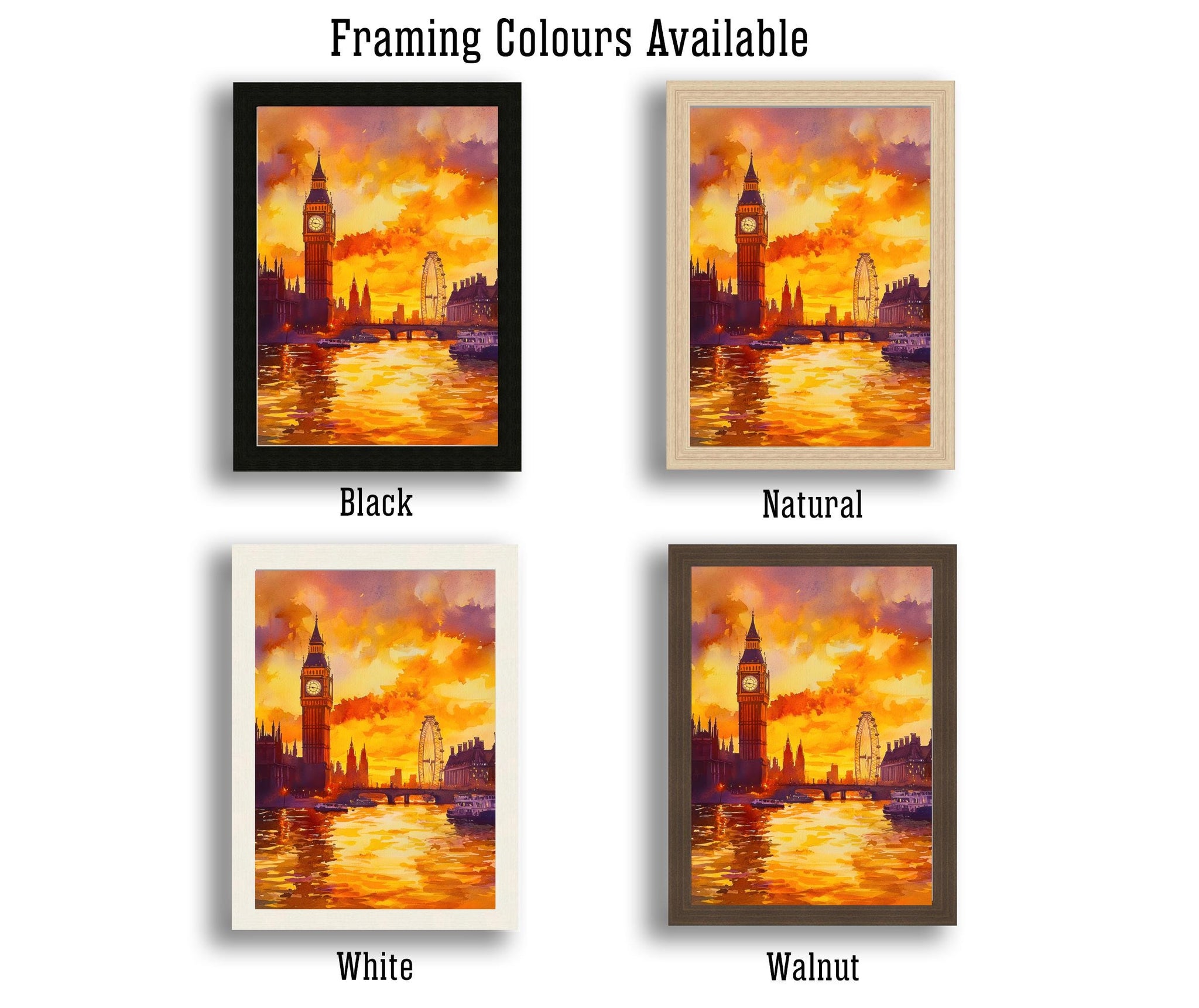 London Watercolour Painting England Wall Art City Skyline Print British Landmark Decor Travel Gift