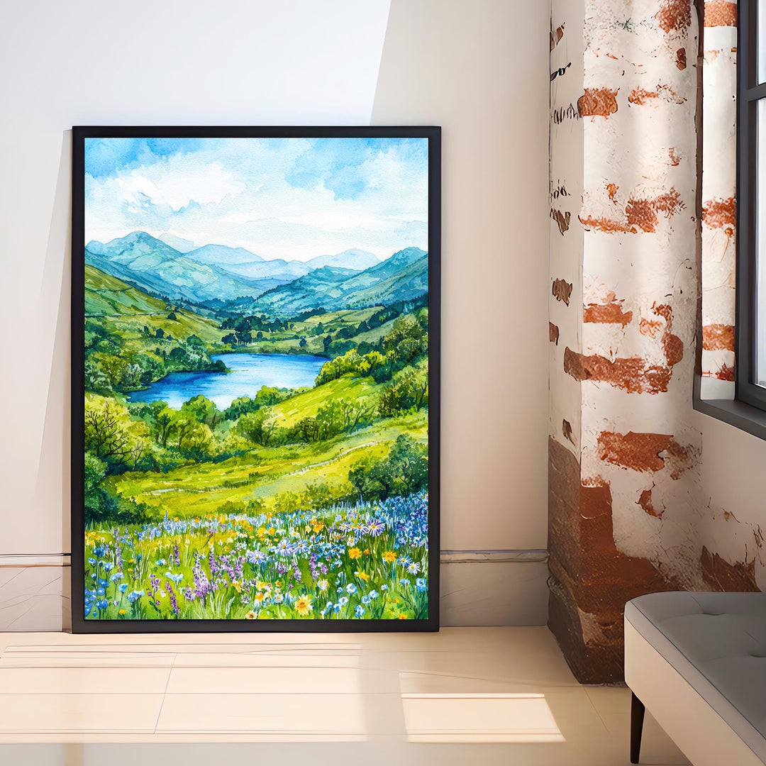 Loughrigg Lake District Travel Poster Print English Countryside Wall Art Scenic Landscape Decor Gift