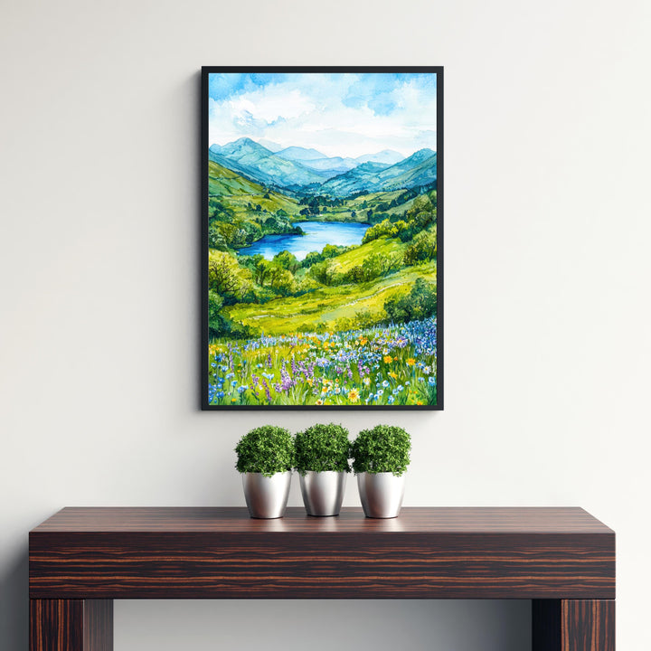 Loughrigg Lake District Travel Poster Print English Countryside Wall Art Scenic Landscape Decor Gift
