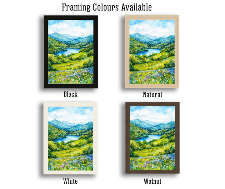 Loughrigg Lake District Travel Poster Print English Countryside Wall Art Scenic Landscape Decor Gift