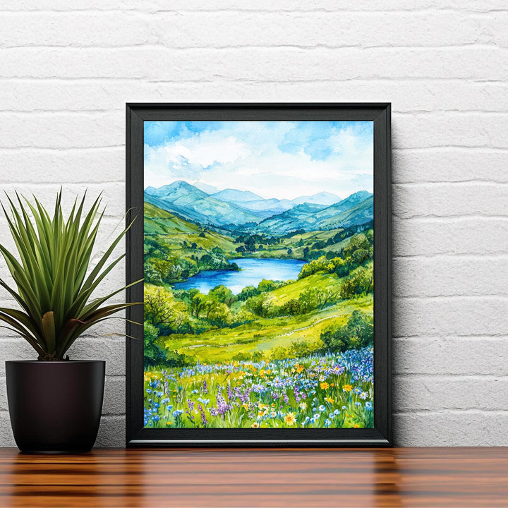 Loughrigg Lake District Travel Poster Print English Countryside Wall Art Scenic Landscape Decor Gift