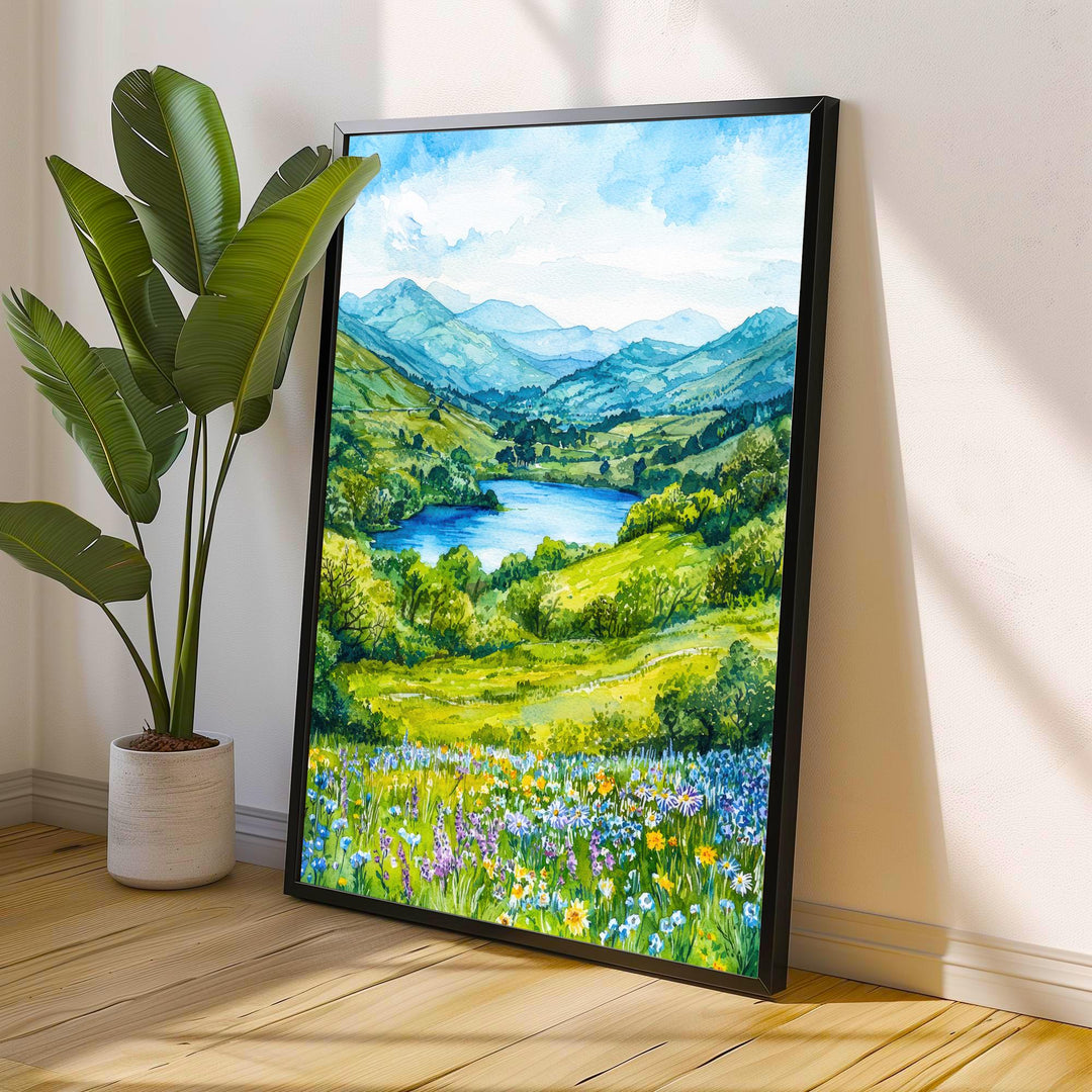 Loughrigg Lake District Travel Poster Print English Countryside Wall Art Scenic Landscape Decor Gift