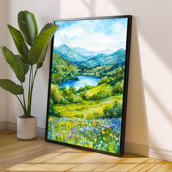 Loughrigg Lake District Travel Poster Print English Countryside Wall Art Scenic Landscape Decor Gift