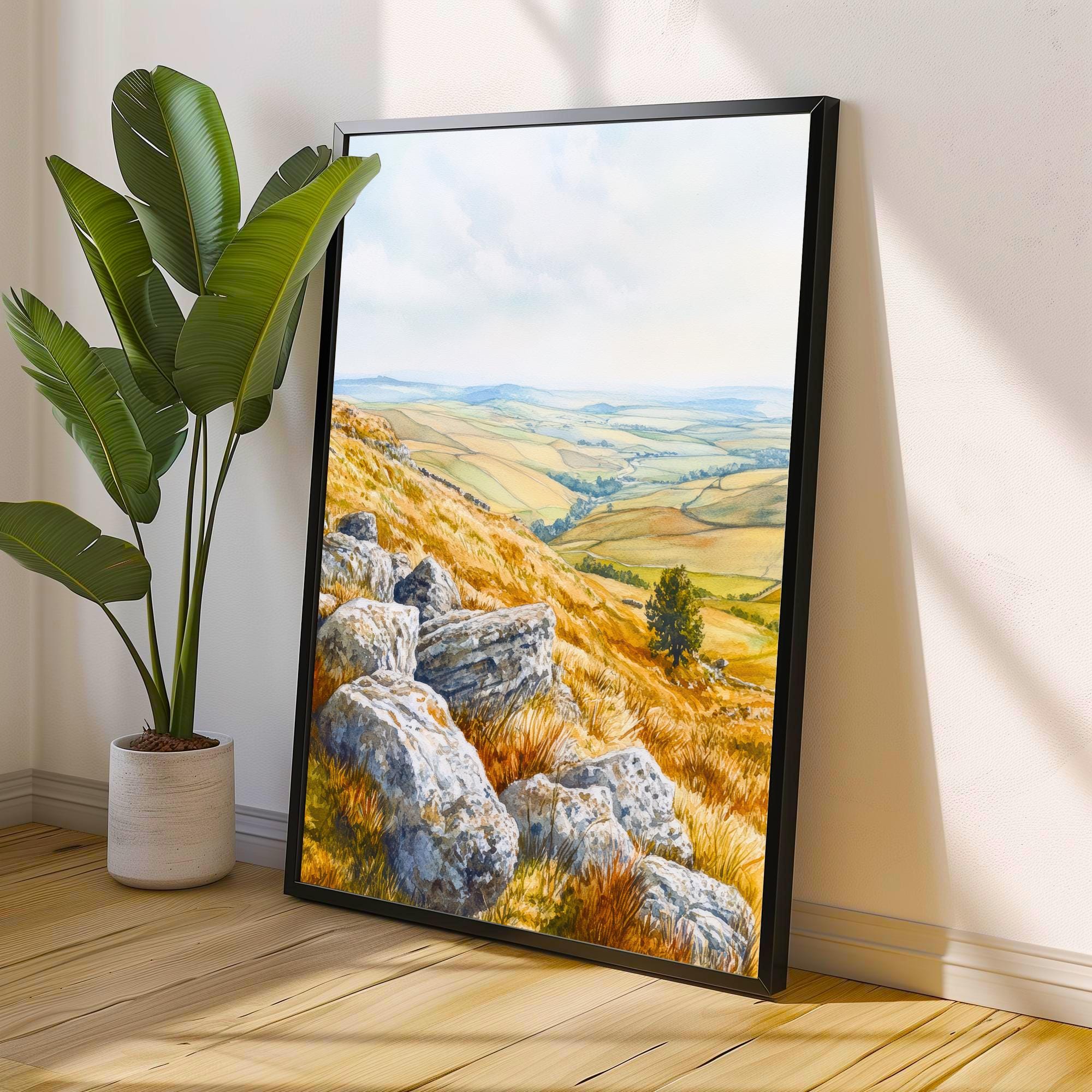 Peak District Travel Poster Print English Countryside Wall Art Scenic Landscape Decor Gift for UK Lovers