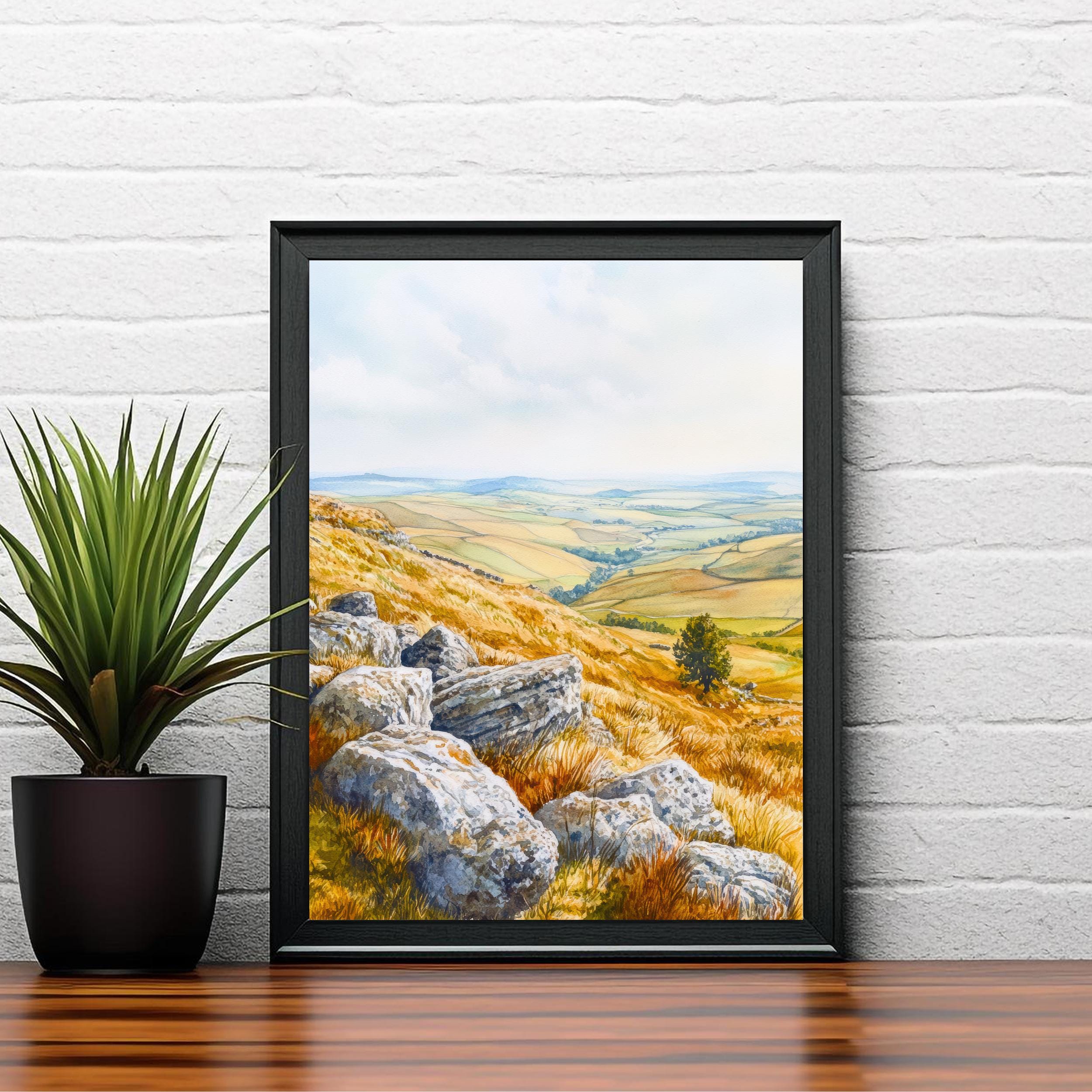 Peak District Travel Poster Print English Countryside Wall Art Scenic Landscape Decor Gift for UK Lovers
