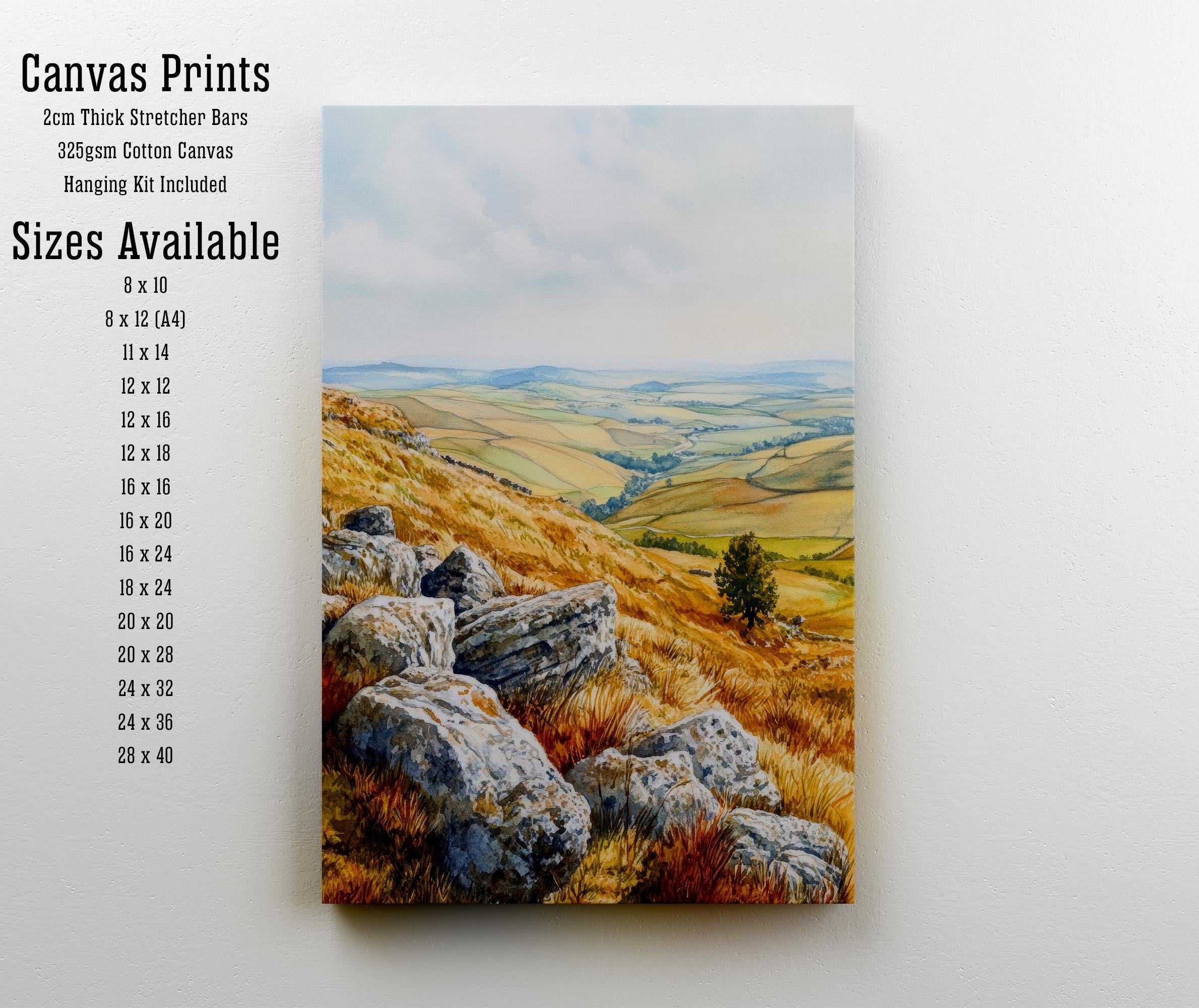 Peak District Travel Poster Print English Countryside Wall Art Scenic Landscape Decor Gift for UK Lovers