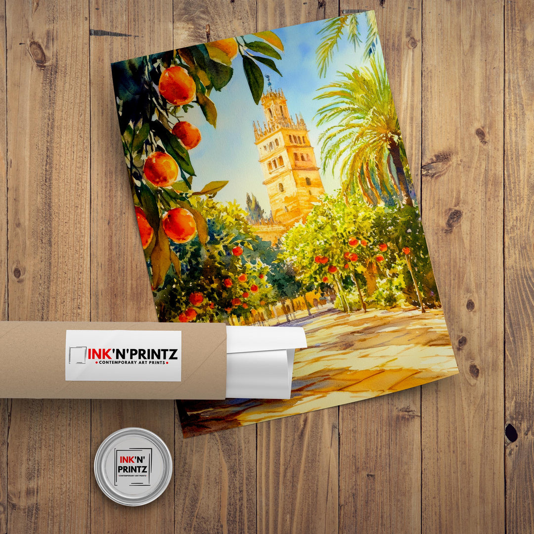 Seville Spain Travel Poster Print Andalusia Wall Art Spanish City Decor European Architecture Gift