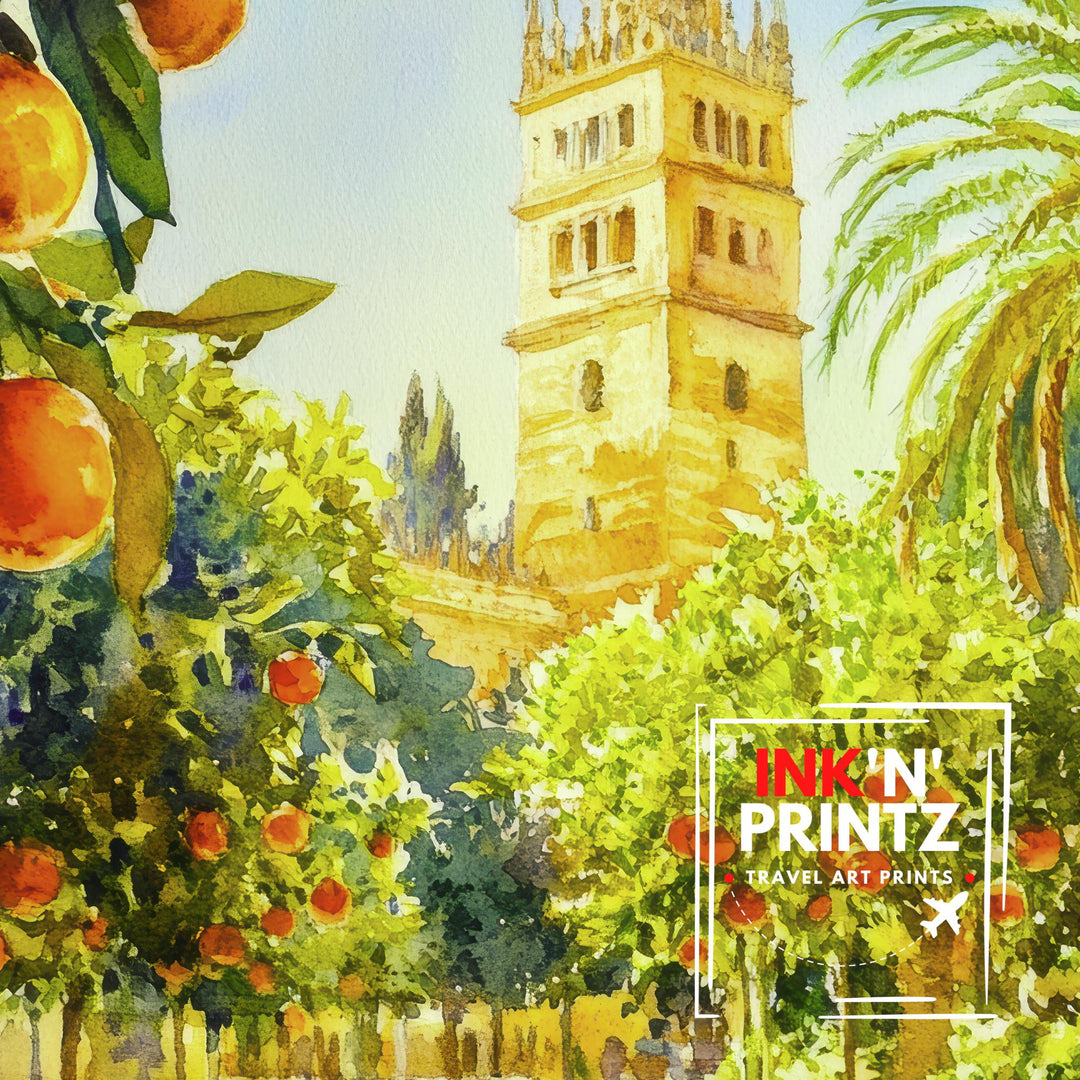 Seville Spain Travel Poster Print Andalusia Wall Art Spanish City Decor European Architecture Gift