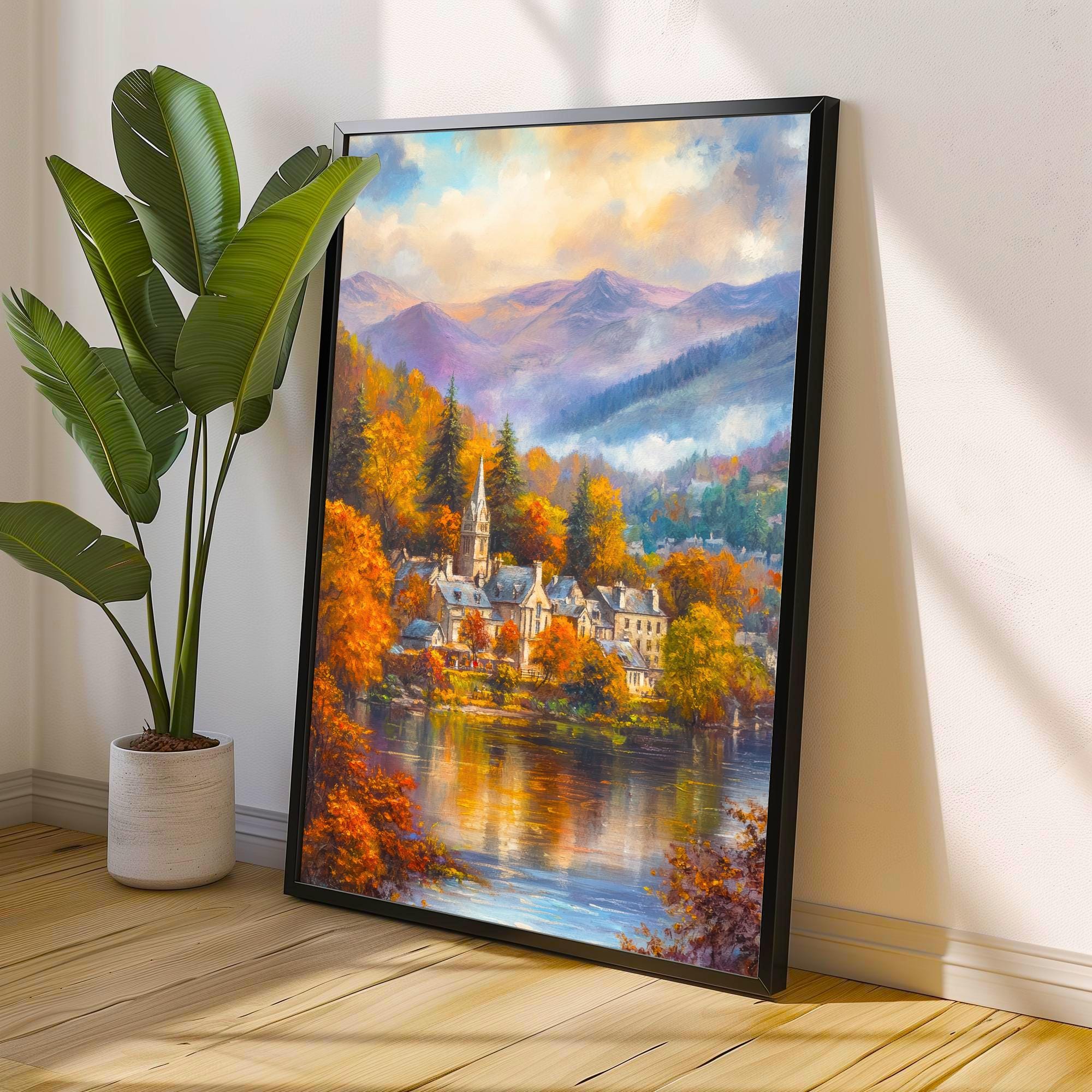 Ambleside Lake District Travel Poster Print England Wall Art Countryside Landscape Decor Gift for UK Nature Lovers and Fans of Scenic