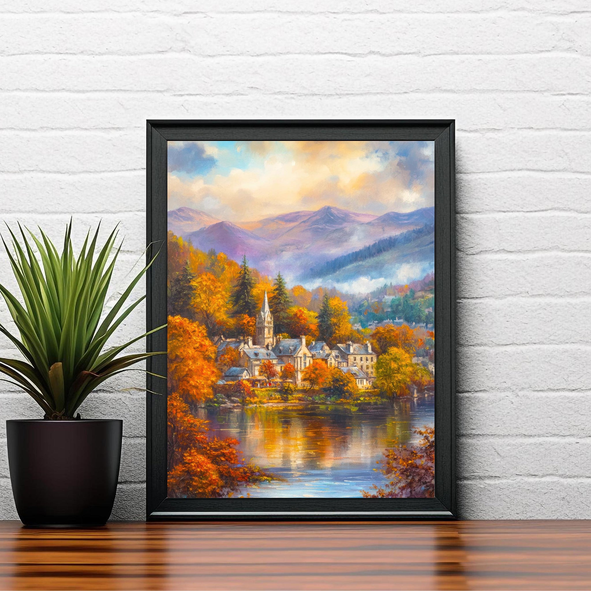 Ambleside Lake District Travel Poster Print England Wall Art Countryside Landscape Decor Gift for UK Nature Lovers and Fans of Scenic