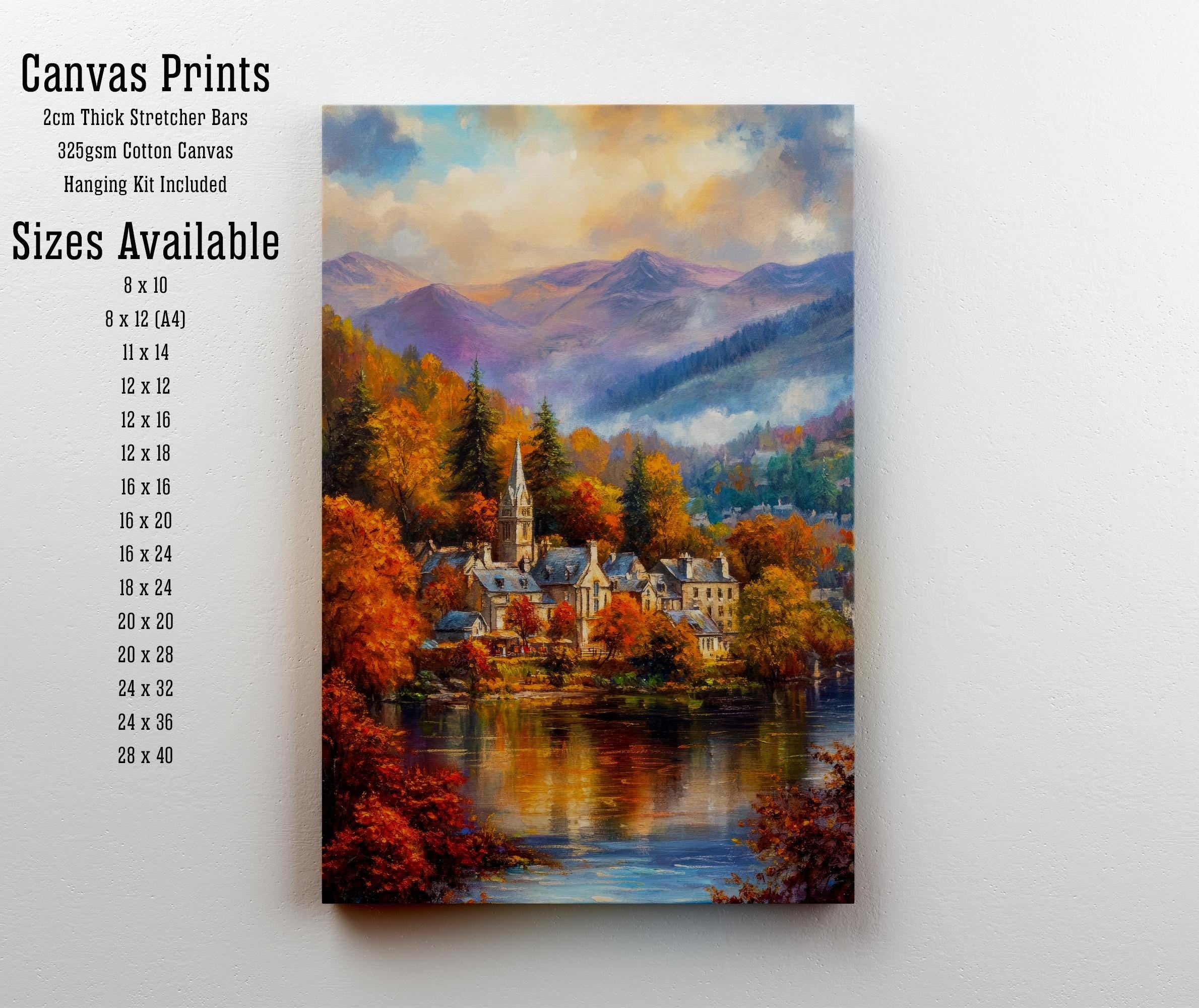 Ambleside Lake District Travel Poster Print England Wall Art Countryside Landscape Decor Gift for UK Nature Lovers and Fans of Scenic