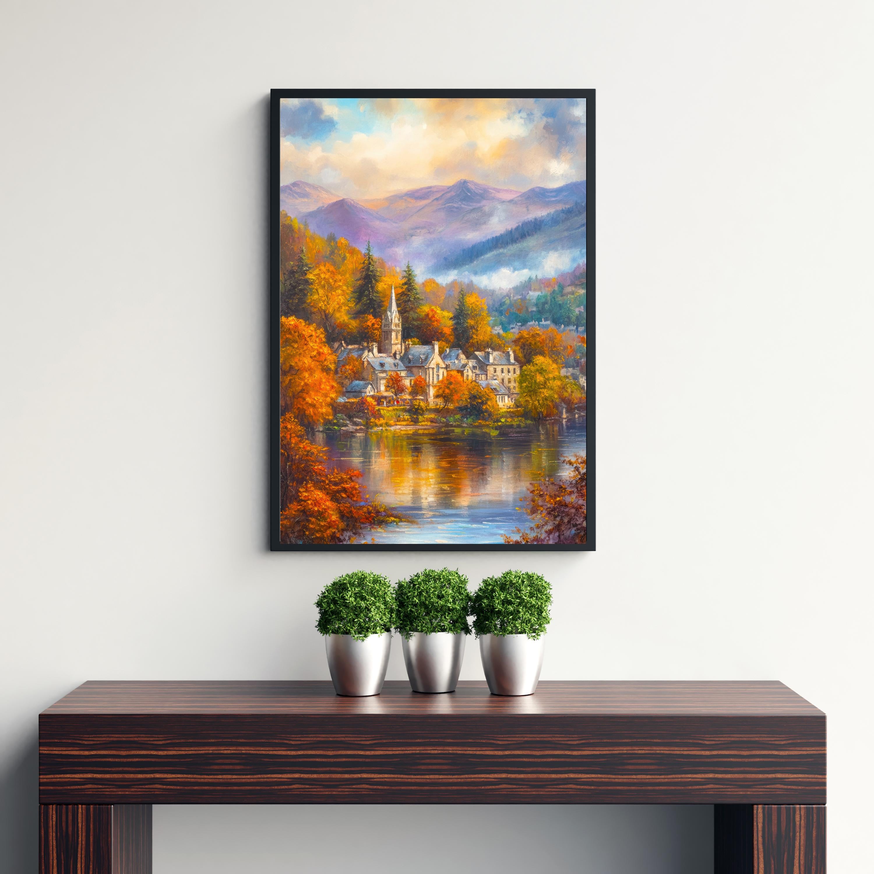 Ambleside Lake District Travel Poster Print England Wall Art Countryside Landscape Decor Gift for UK Nature Lovers and Fans of Scenic