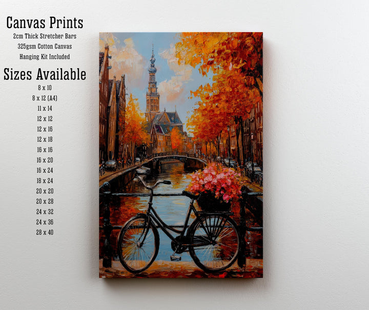 Amsterdam Oil Painting Poster Netherlands Wall Art Canal Houses City Print Decor Gift for Europe Lovers and Fans of Scenic Dutch