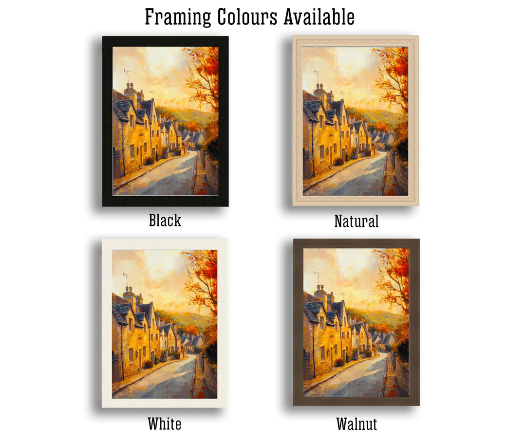 Broadway Oil Painting Poster Cotswolds England Wall Art Countryside Village Print Decor Gift for UK Nature Lovers and Fans of Scenic
