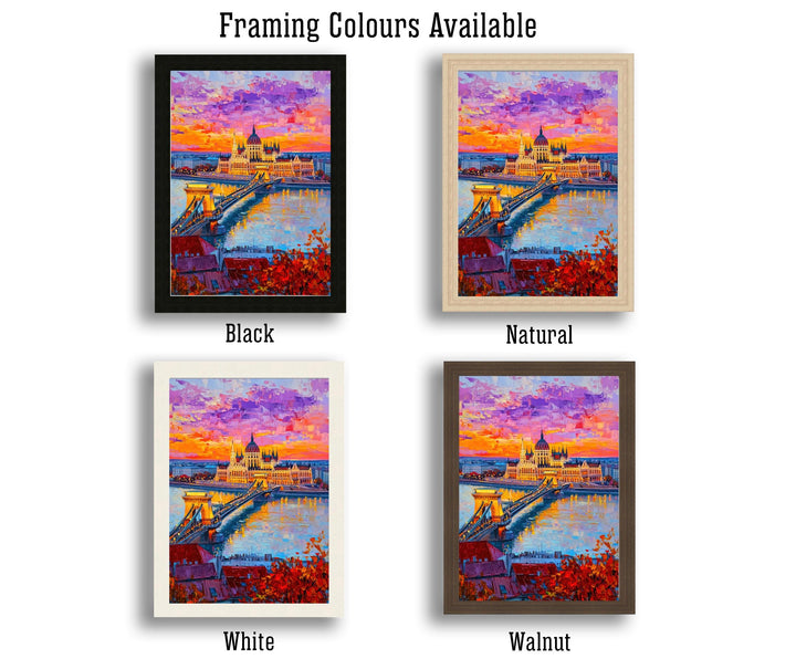 Budapest Oil Painting Poster Hungary Wall Art Danube River City Print Parliament Building Skyline Decor Gift for Europe Lovers and Fans