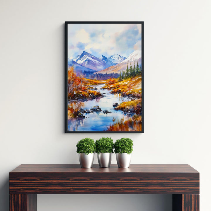 Cairngorms Watercolour Poster Painting Scotland Wall Art National Park Mountain Landscape Print Gift for UK Nature Lovers and Fans of Scenic