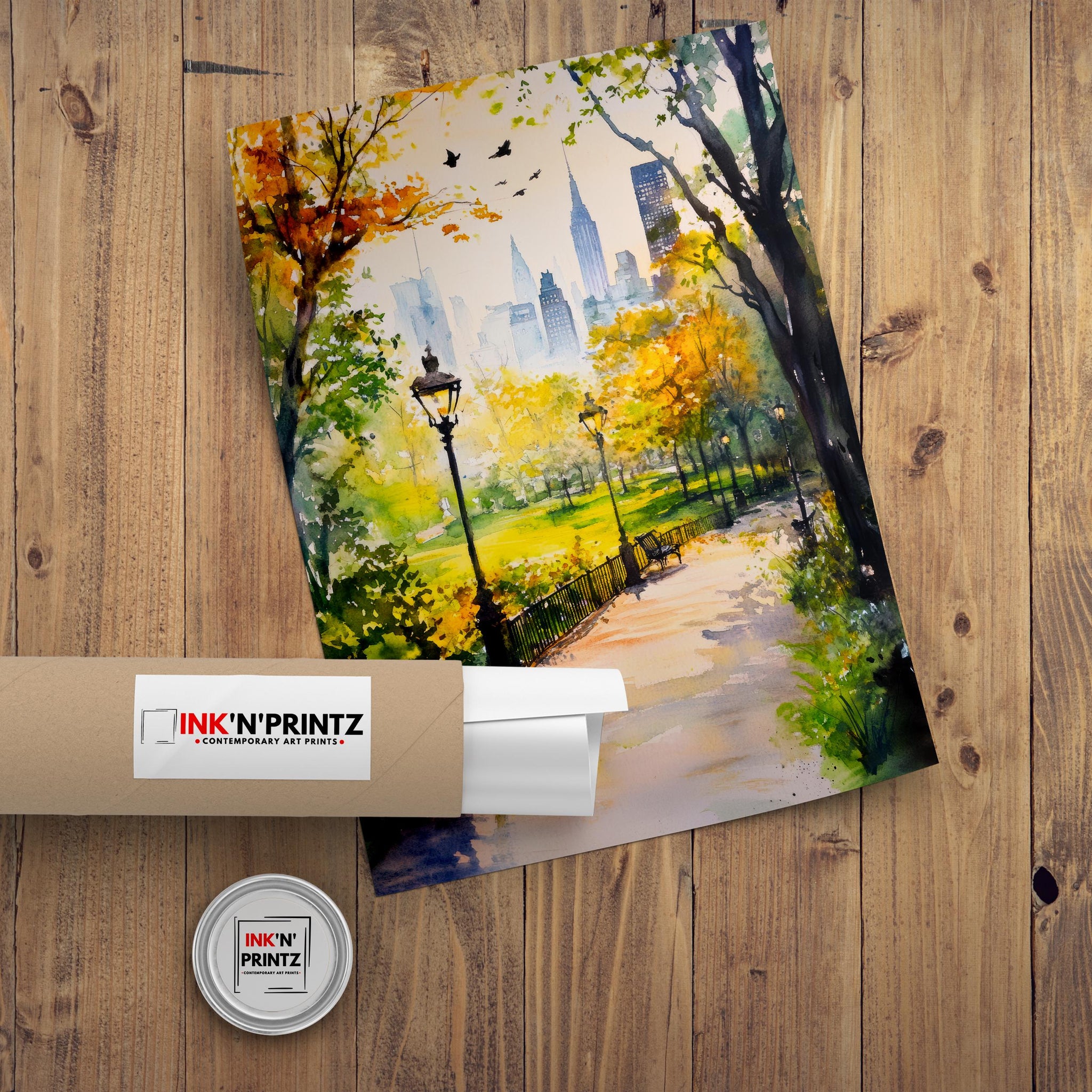 Central Park New York Watercolor Painting Poster USA Wall Art Manhattan City Print Gift for American Travel Lovers and Fans of Scenic Urban